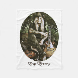Chris Caffery Sitting with Guitars (oval) Fleece Blanket