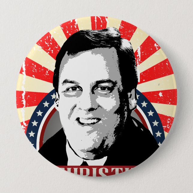 CHRIS CHRISTIE NAMEPLATE -.png 4 Inch Round Button (Front)