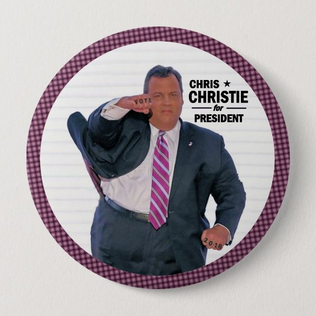 Chris Christie President in 2016 4 Inch Round Button (Front)