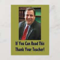 Chris Christie Thank Your Teacher Postcard