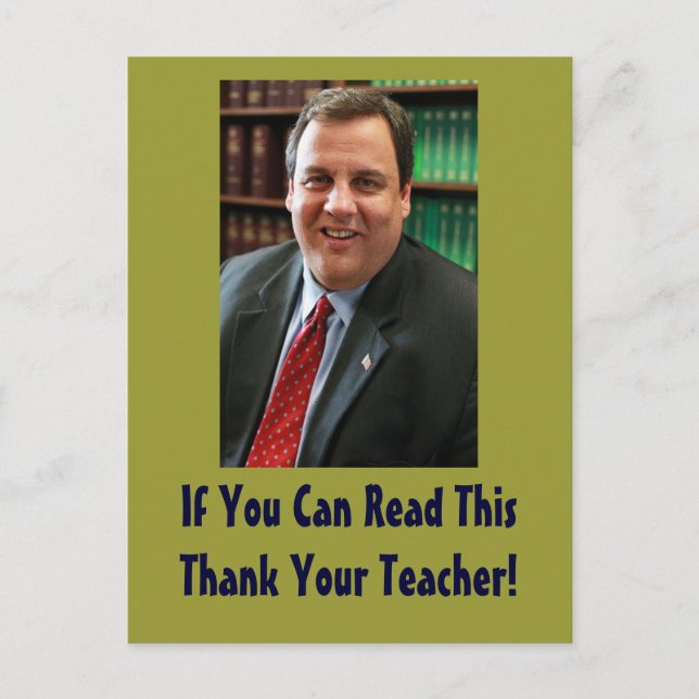 Chris Christie Thank Your Teacher Postcard (Front)
