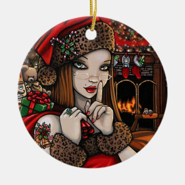 Chris Happy Holidays Traditional Christmas  Ceramic Ornament (Front)