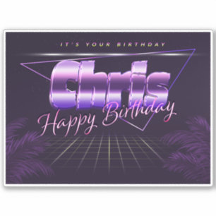 Chris Name Vorname lila retro Sticker Geburtstag