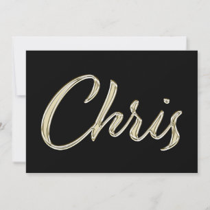 Chris Name white Handwriting Card