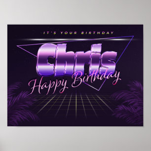 Chris Nom Vorname lila retro Poster Geburtstag