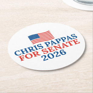Chris Pappas for Senate 2026 Election Party Round Paper Coaster
