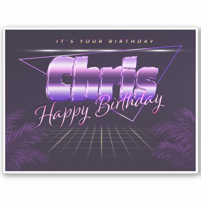 Chris Prénom lila retro Sticker (Devant)