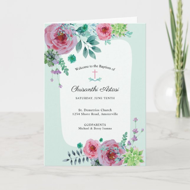 Chrisanthi Greek Orthodox Church Baptism Program (Front)