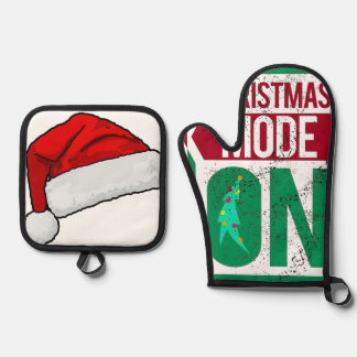 chrismas mode on in u oven mitt & pot holder set