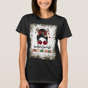 Chrismas Santa Favourite Nicu Nurse Leopard Print T-Shirt