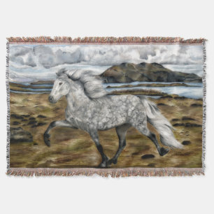 Chrismatic Icelandic Horse Throw Blanket