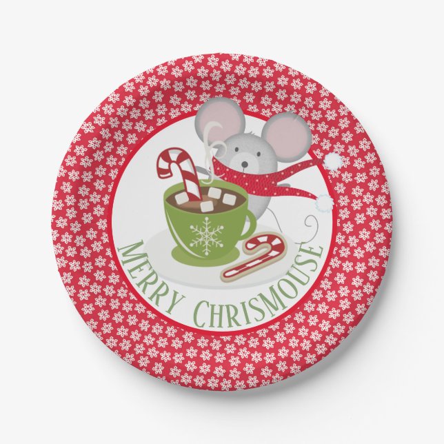 ChrisMouse Snow Flakes Paper Plates (Front)