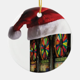 Chrismtas Vegas Slot Machine Ceramic Ornament