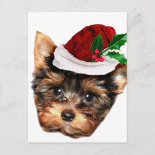 Chrismtas Yorkshire Terrier puppy dog Postcard