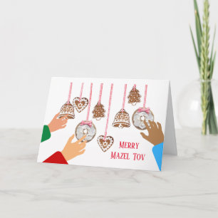 Chrismukkah Bagels Cookies Star of David Hands Holiday Card