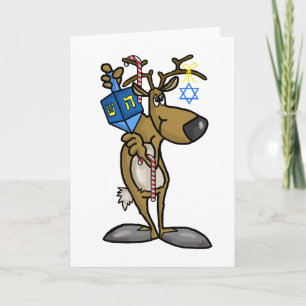 Chrismukkah Greeting Card with Jewish Reindeer