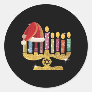 Chrismukkah Hannukah Santa Classic Round Sticker