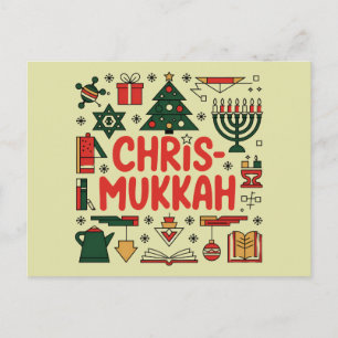 Chrismukkah Hanukkah Christmas Jewish Religious  Holiday Postcard