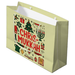 Chrismukkah Hanukkah Christmas Jewish Religious  Large Gift Bag