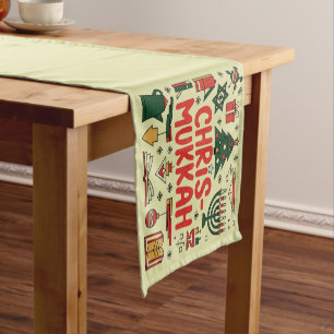 Chrismukkah Hanukkah Christmas Jewish Religious Short Table Runner