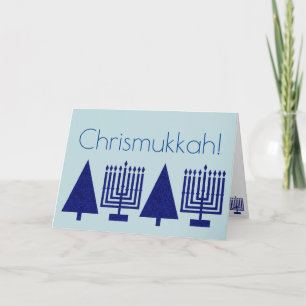 Chrismukkah Navy Blue Holiday Add Your Photo Card