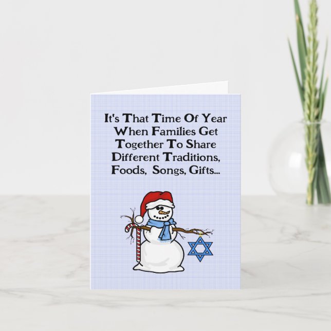Chrismukkah Snowman Funny Greeting Card (Front)