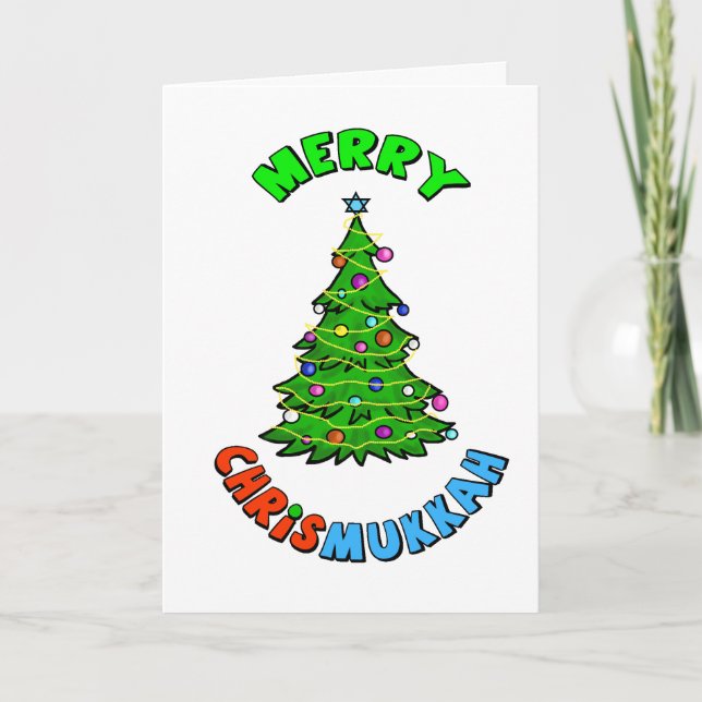 Chrismukkah Star of David Christmas Tree Card (Front)