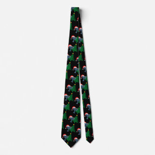 Chrismukkah Tie Pattern Print Black Neck Tie