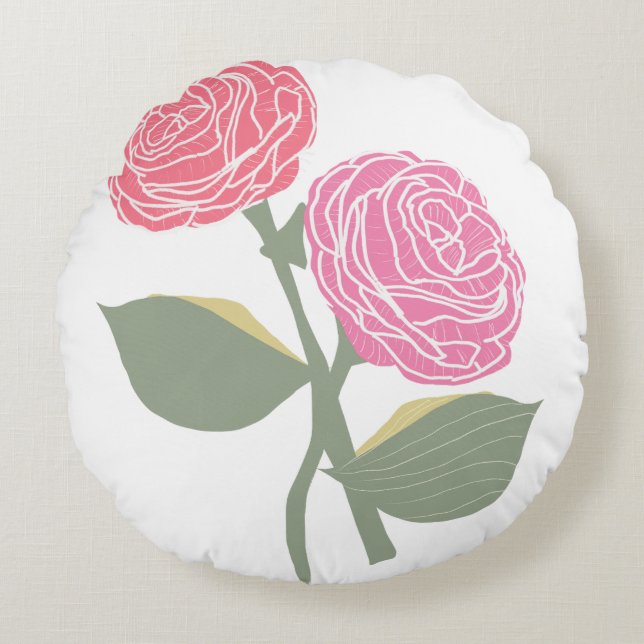 Chrissy Chrysantemum Round Pillow (Front)