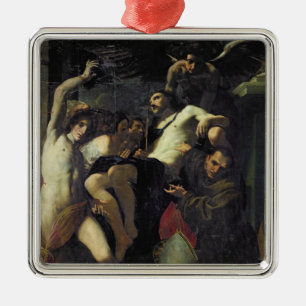 Christ Adored by Angels, St. Sebastian Metal Ornament