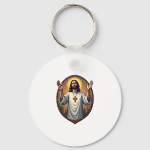 Christ Alpha Omega Engraved White Shirt 2 Keychain