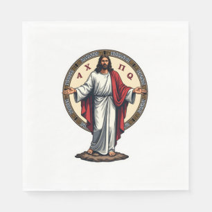 Christ Alpha Omega Engraved White Shirt Napkin