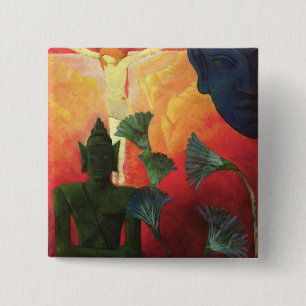 Christ and Buddha, c.1890-1892 2 Inch Square Button