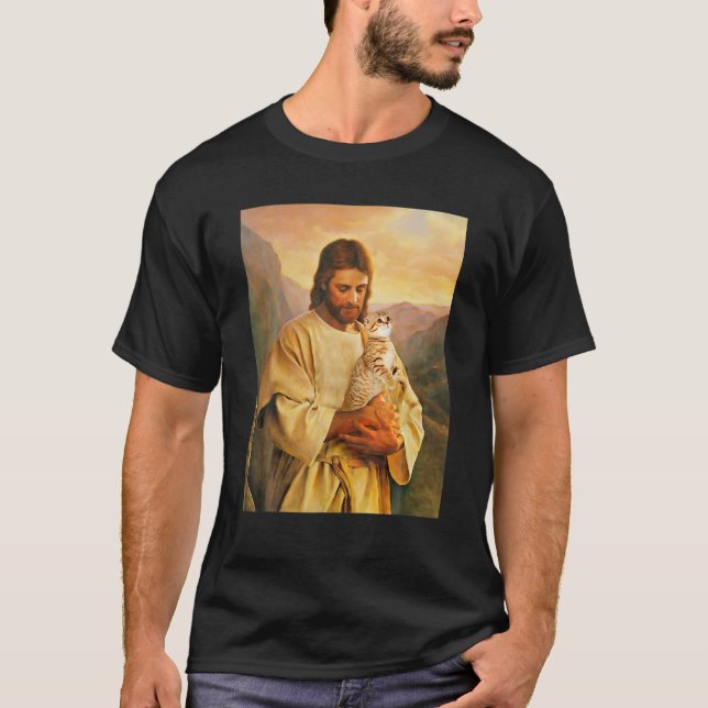 Christ And His Cat T-Shirt (Front)