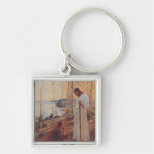 Christ and Mary Magdalene by Albert Edelf Keychain