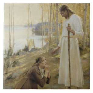 Christ and Mary Magdalene in Finnish Countryside Tile