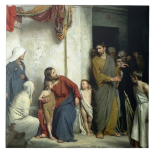 Christ and the Children by Carl Bloch  Tile