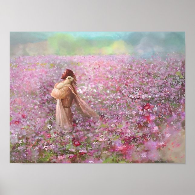 Christ and the Lamb, Embrace of God, Pink Pastures Poster (Front)