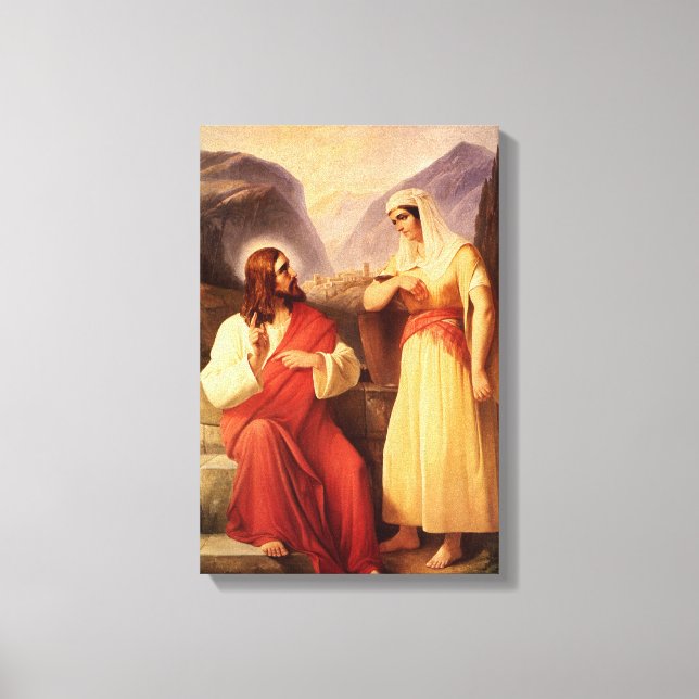 Christ and the Samaritan by Christian Schleisner Canvas Print (Front)