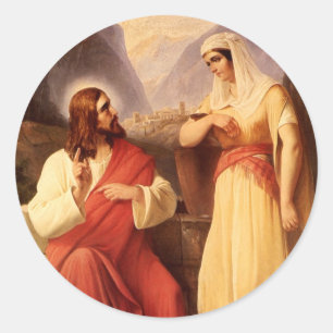 Christ and the Samaritan by Christian Schleisner Classic Round Sticker