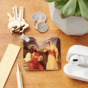 Christ and the Samaritan by Christian Schleisner Keychain