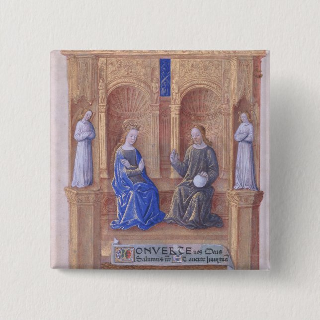 Christ and the Virgin Mary Enthroned 2 Inch Square Button (Front)
