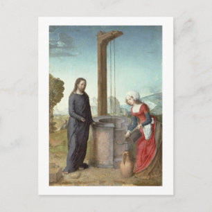 Christ and the Woman of Samaria, c.1500 (oil on pa Postcard