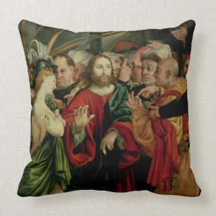 Christ and the Woman Taken in Adultery 2 Throw Pillow