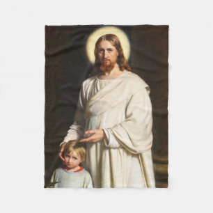 Christ and the Young Child by Carl Heinrich Bloch Fleece Blanket