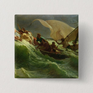 Christ Asleep in his Boat 2 Inch Square Button