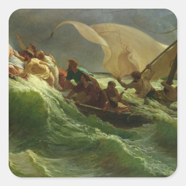 Christ Asleep in his Boat Square Sticker (Front)