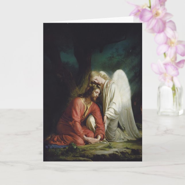 Christ at Gethsemane by Carl Bloch, Religious  Card (Orchid)