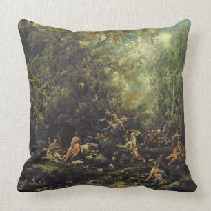 Christ Attended by the Angels, c.1725-30 (oil on c Throw Pillow