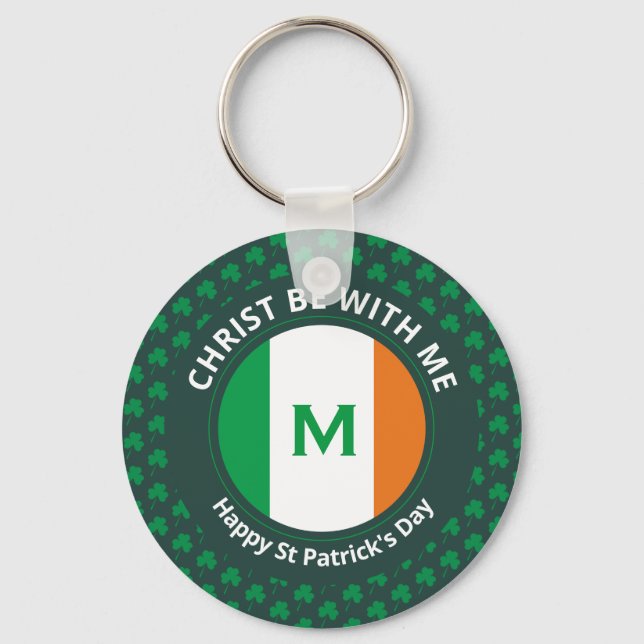 CHRIST BE WITH ME St Patricks Day Quote Keychain (Front)